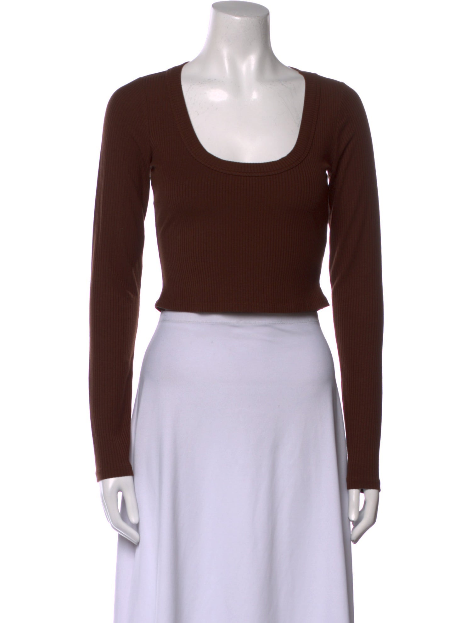 Reformation Scoop Neck Long Sleeve Crop Top