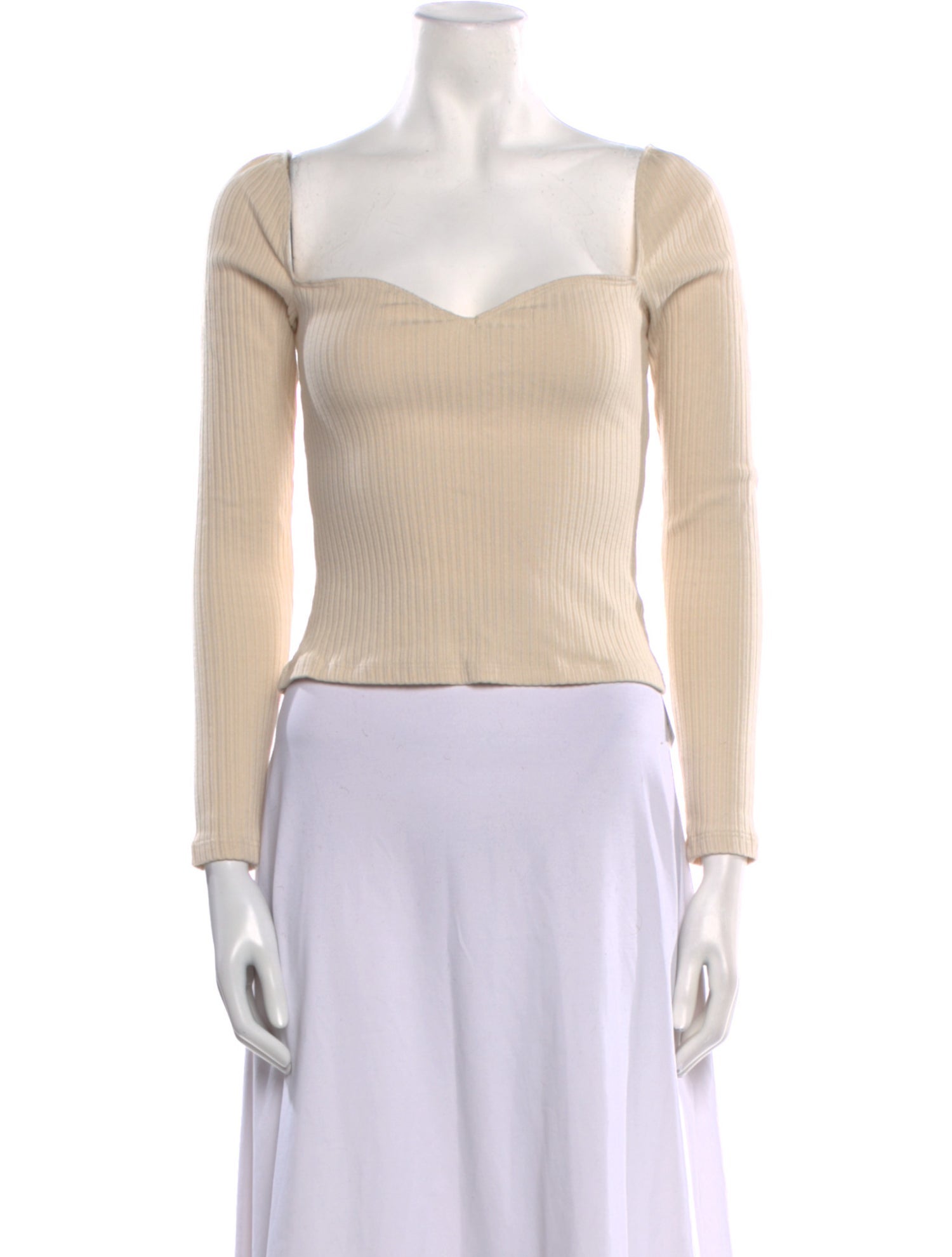 Reformation Square Neckline Long Sleeve Crop Top