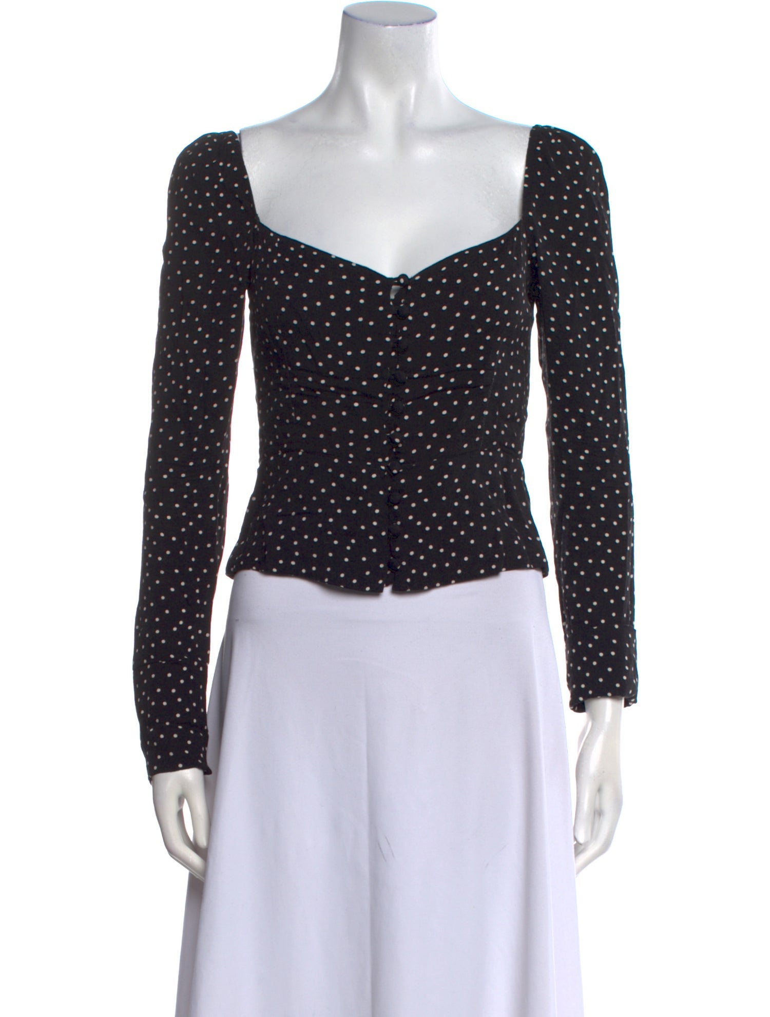 Reformation Polka Dot Print Square Neckline Crop Top