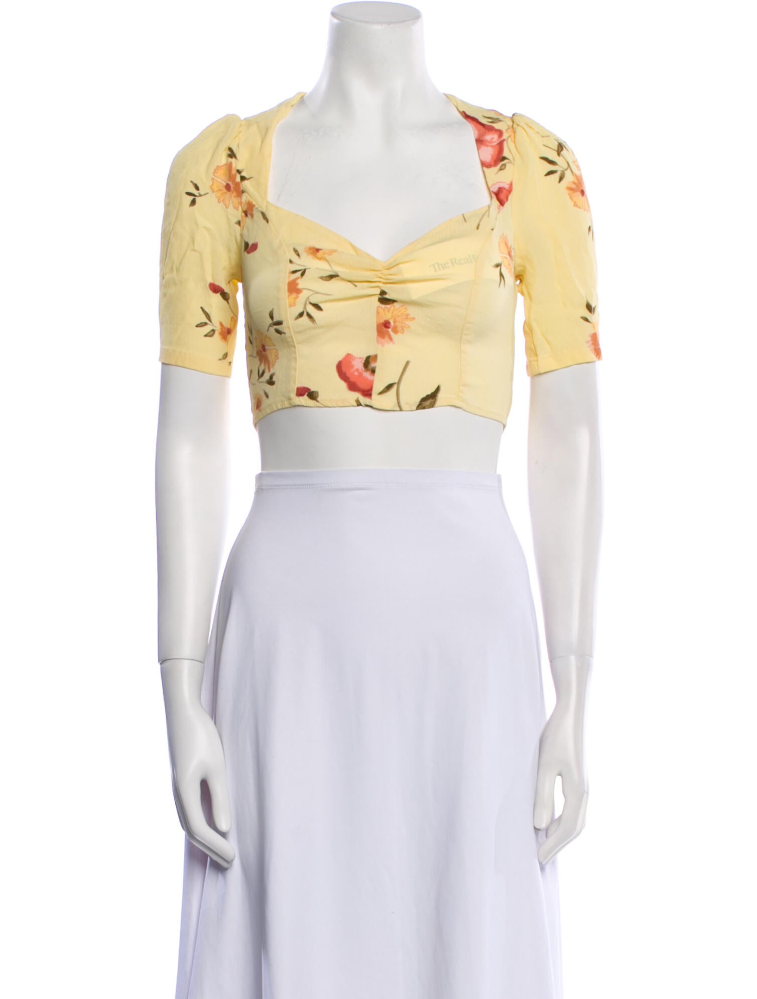 Reformation Nylon Floral Print Crop Top