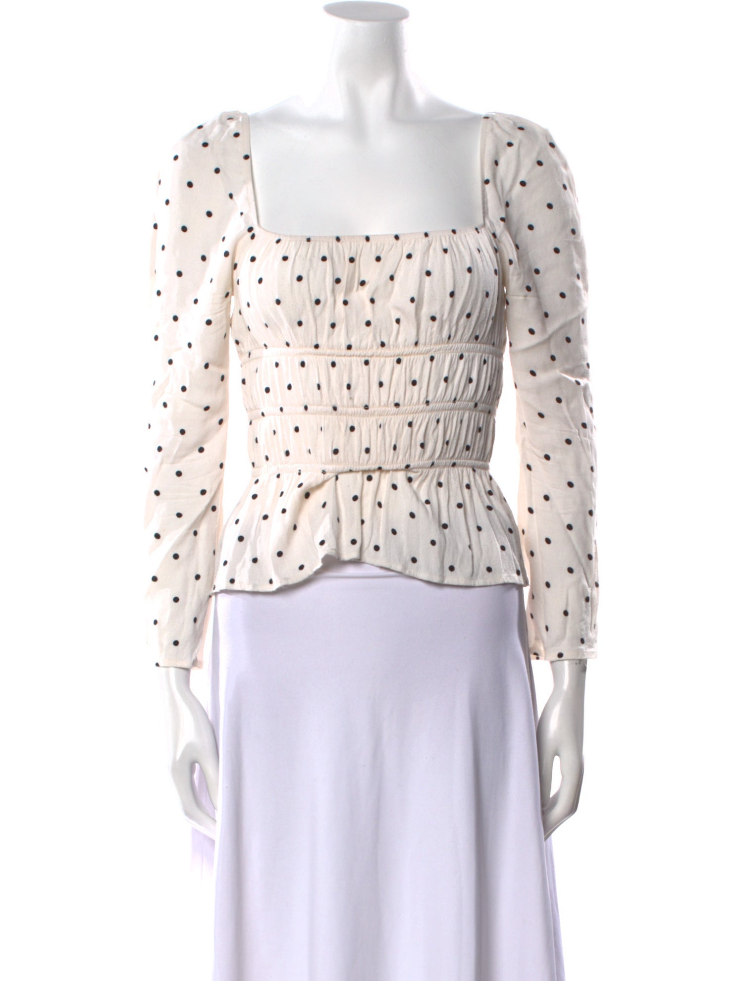 Reformation Polka Dot Print Square Neckline Crop Top