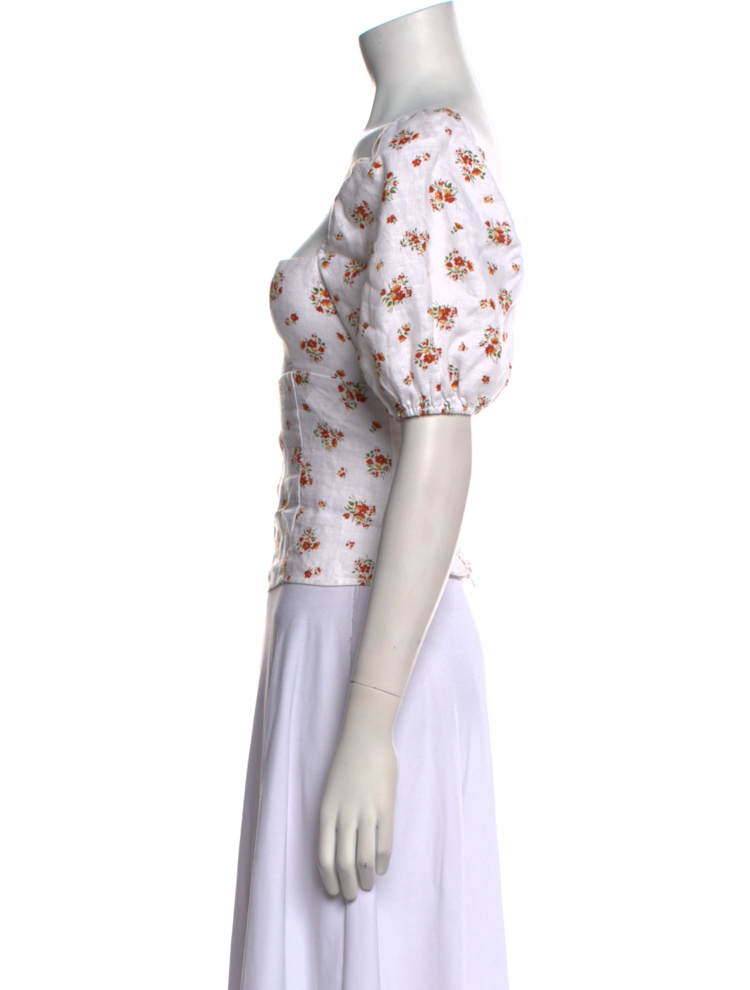 Reformation Linen Floral Print Crop Top