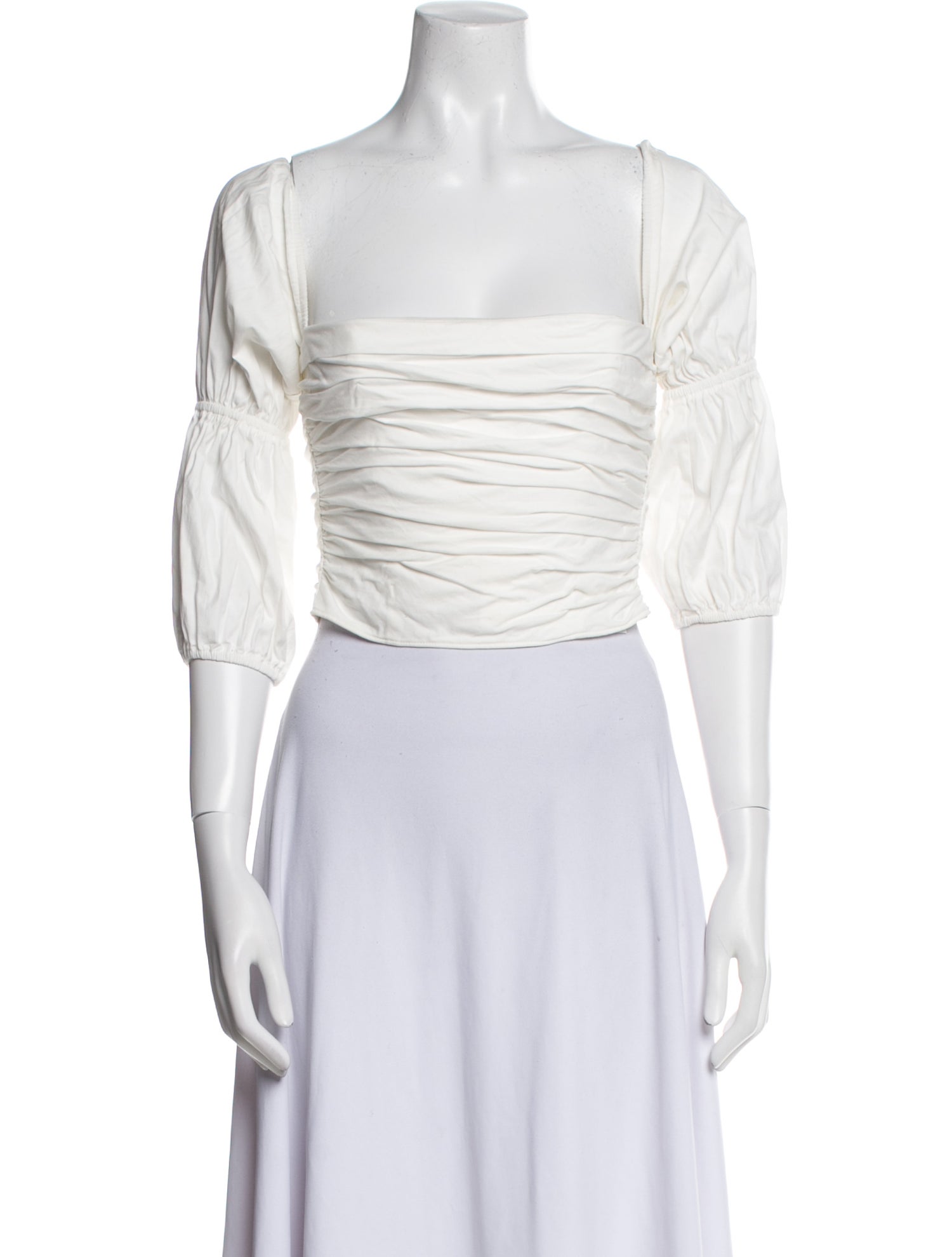 Reformation Square Neckline Three-Quarter Sleeve Crop Top