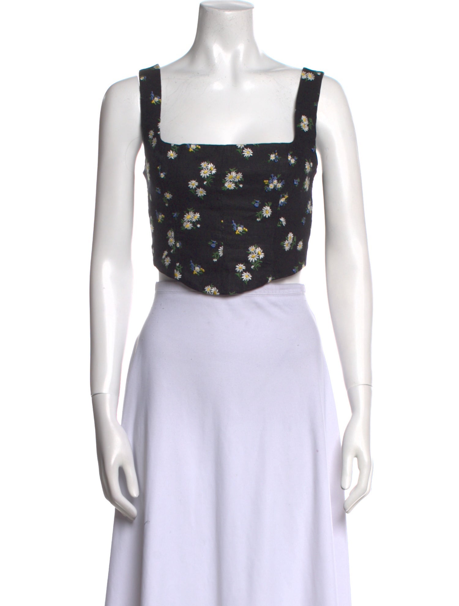 Reformation Linen Floral Print Crop Top