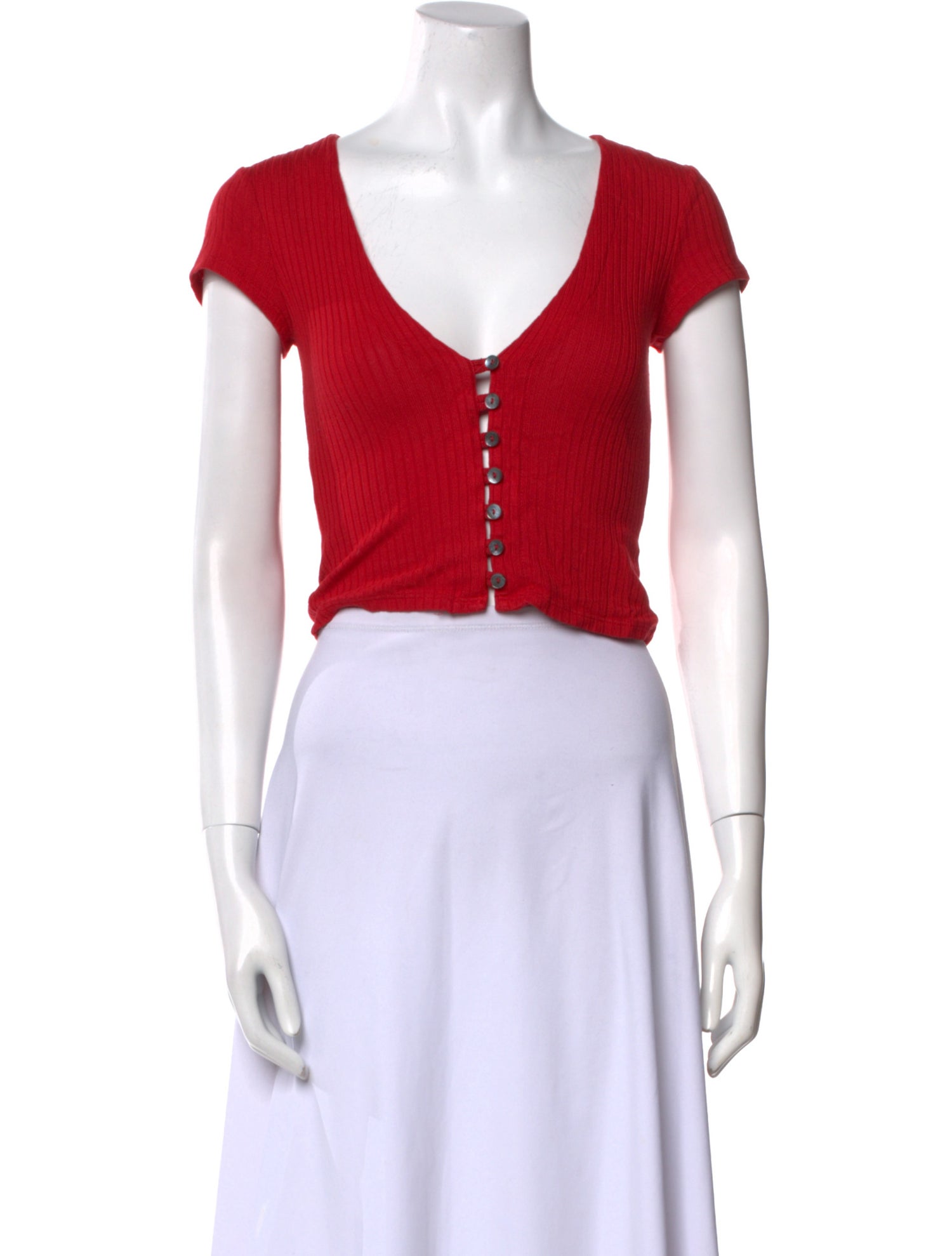 Reformation V-Neck Short Sleeve Crop Top