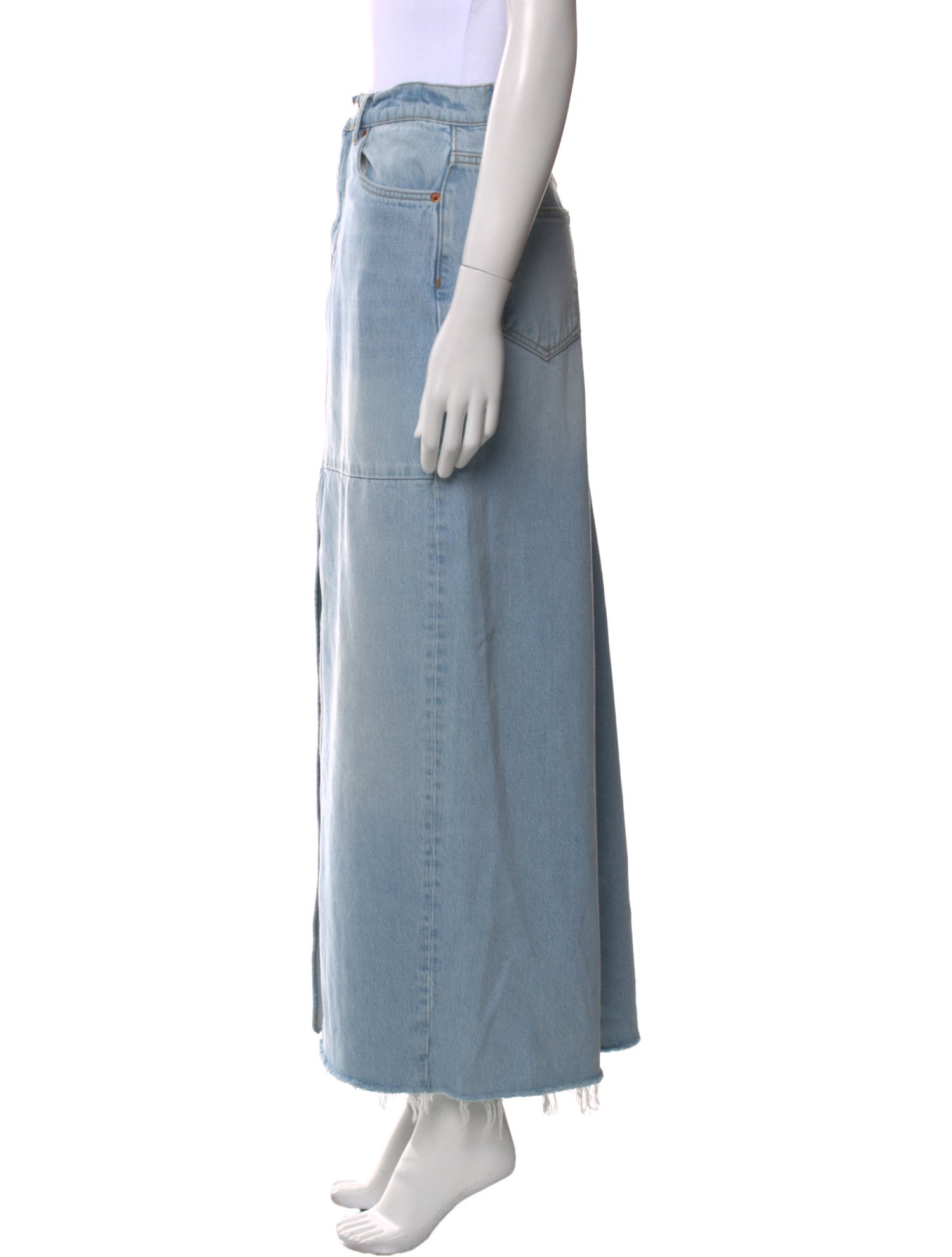Reformation Distressed Accents Long Skirt