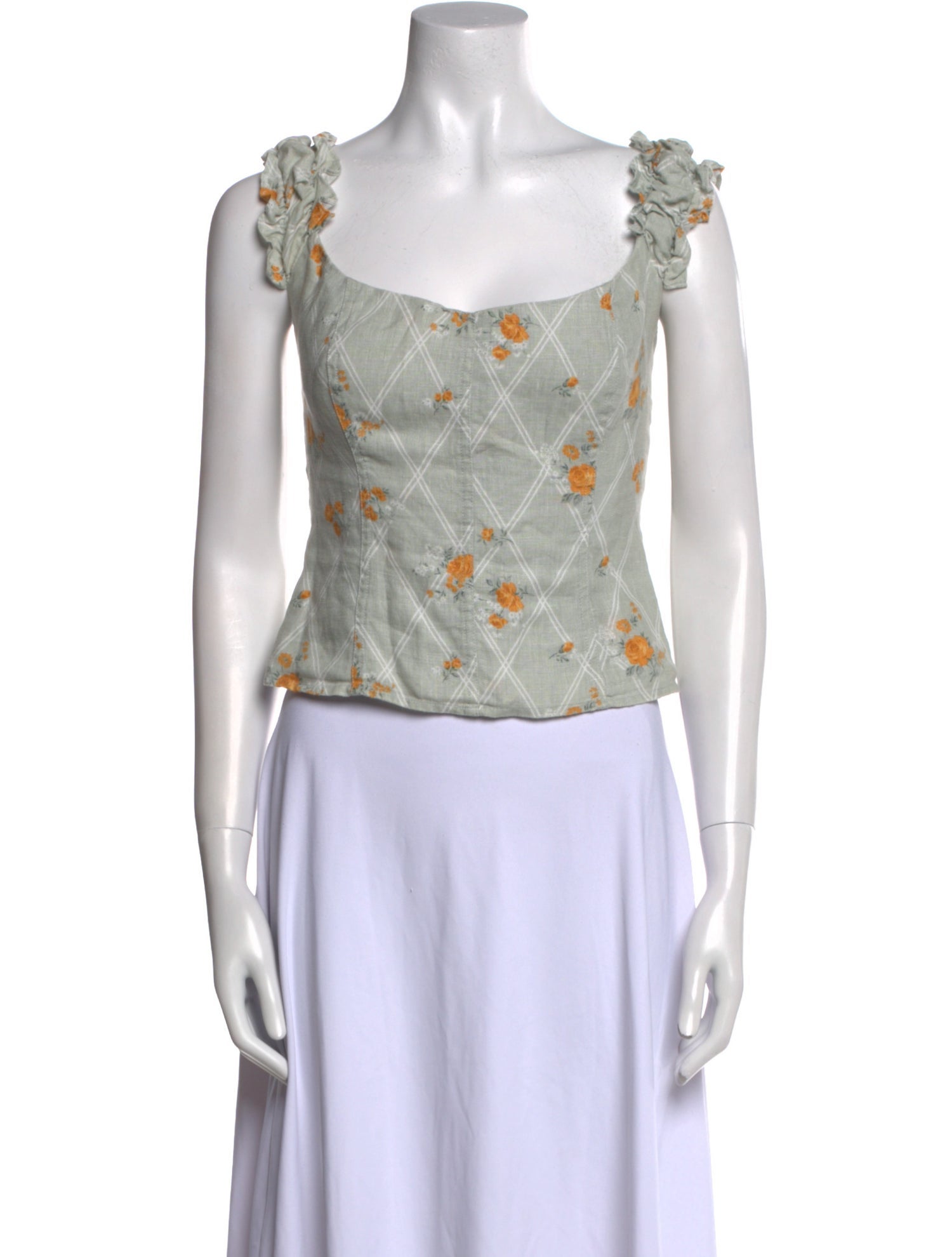 Reformation Linen Floral Print Crop Top