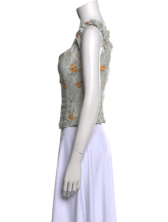 Reformation Linen Floral Print Crop Top