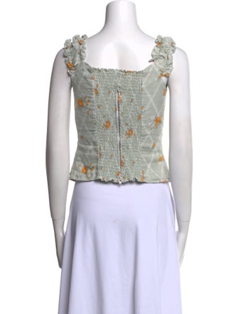 Reformation Linen Floral Print Crop Top