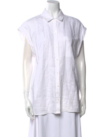 Reformation Linen Short Sleeve Button-Up Top