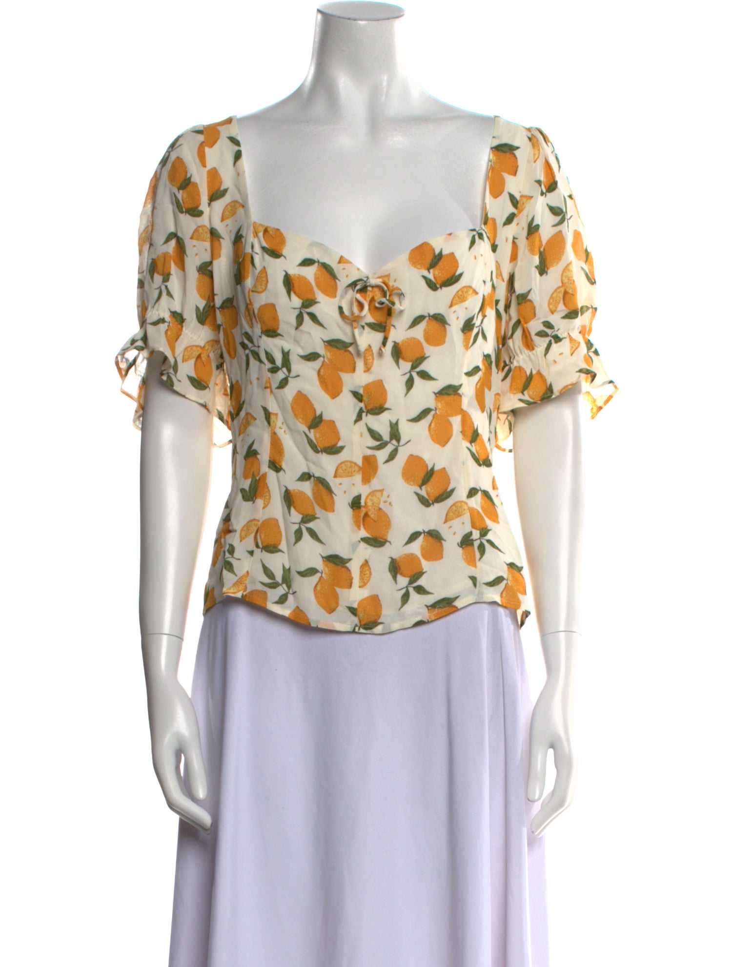 Reformation Floral Print Square Neckline Blouse