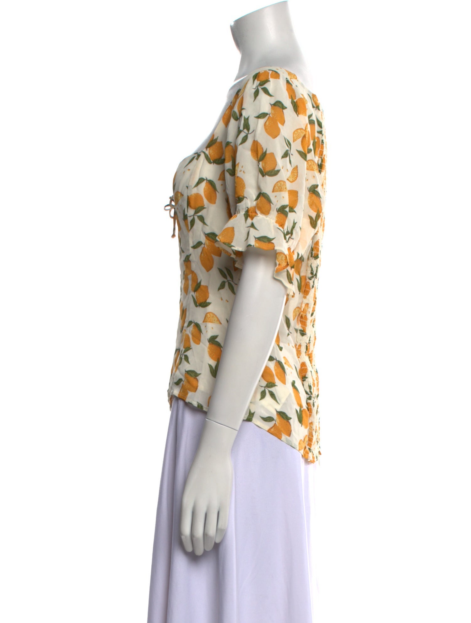 Reformation Floral Print Square Neckline Blouse
