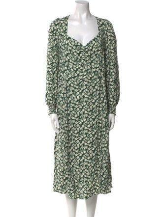 Reformation Floral Print Midi Length Dress
