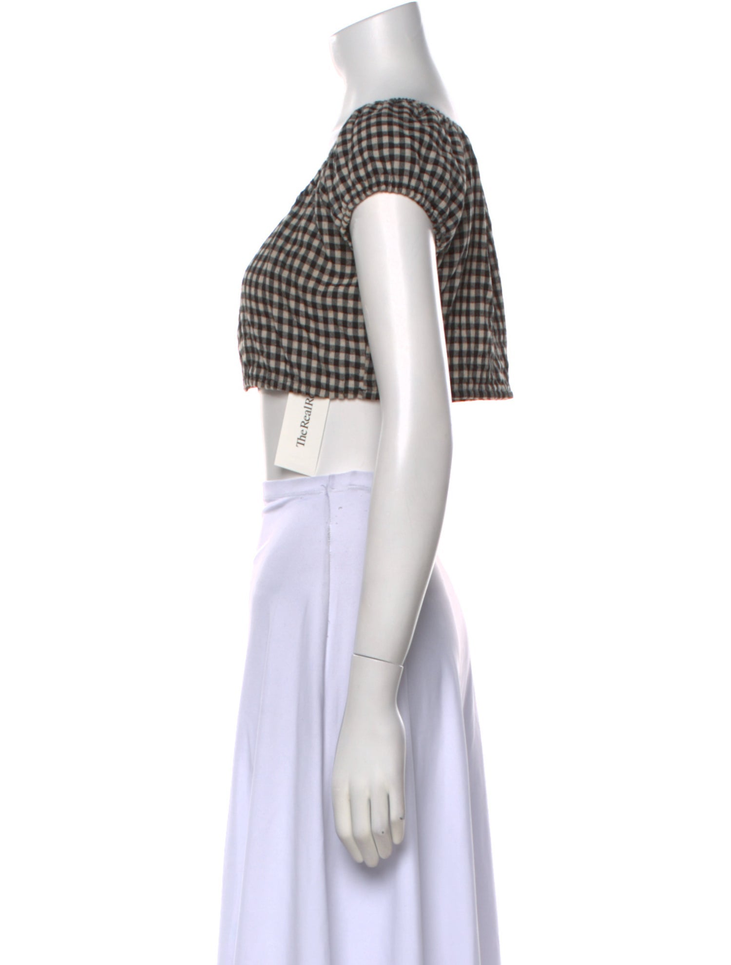 Reformation Plaid Print Scoop Neck Crop Top