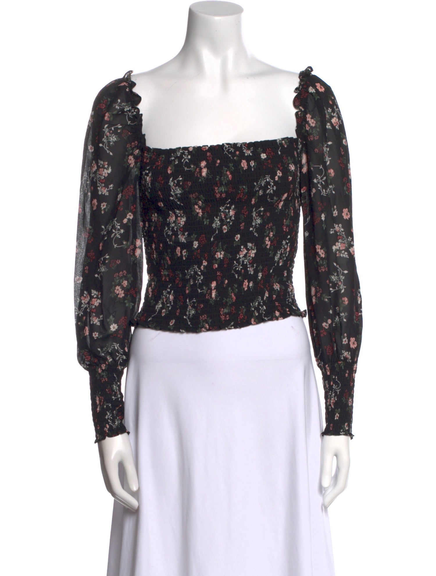 Reformation Floral Print Square Neckline Crop Top
