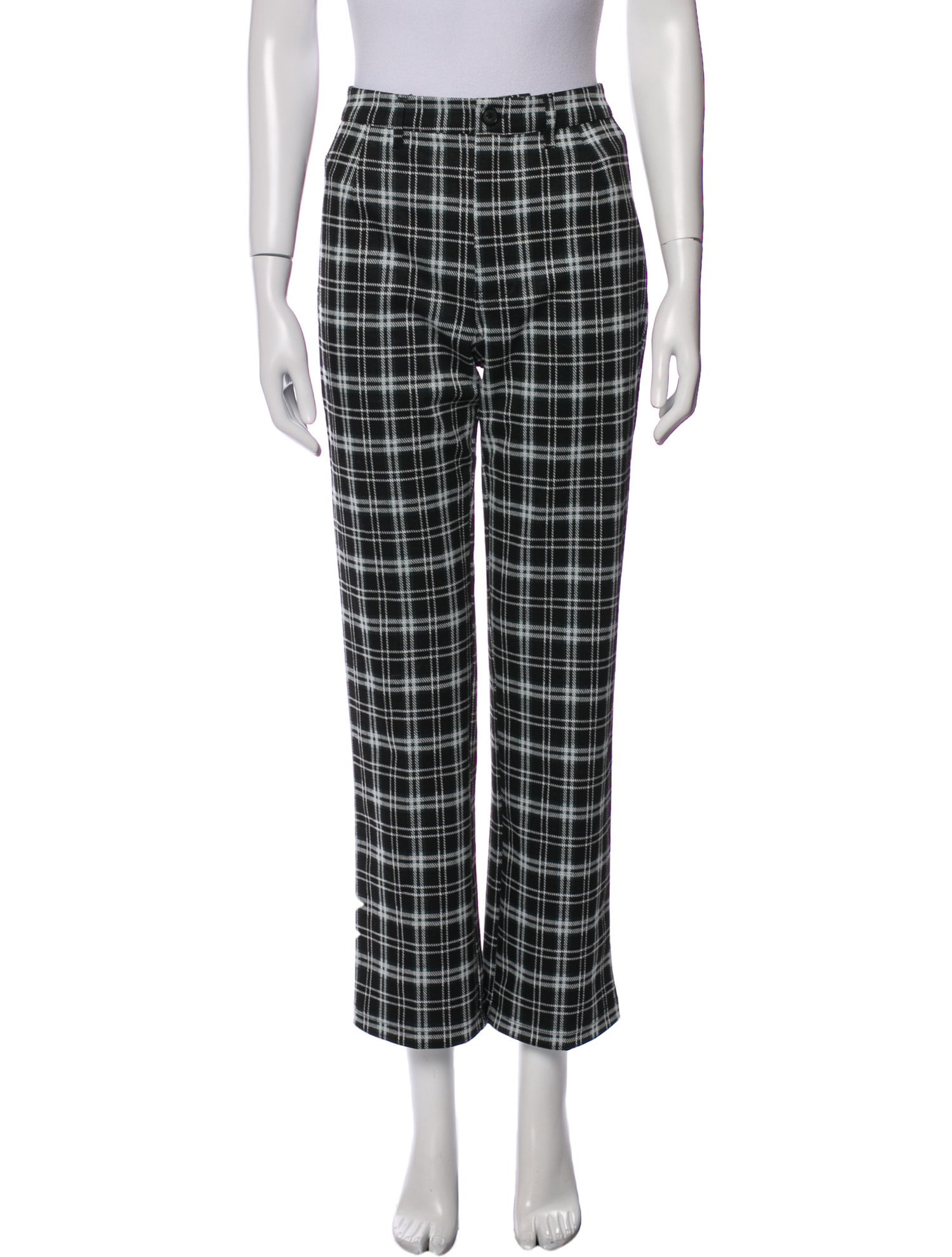Reformation Plaid Print Straight Leg Pants