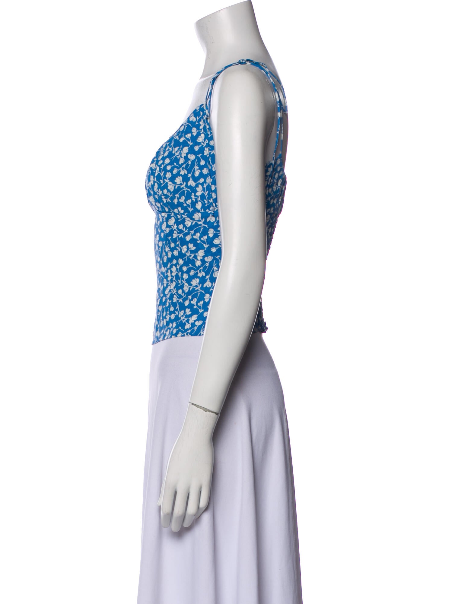 Reformation Floral Print V-Neck Crop Top