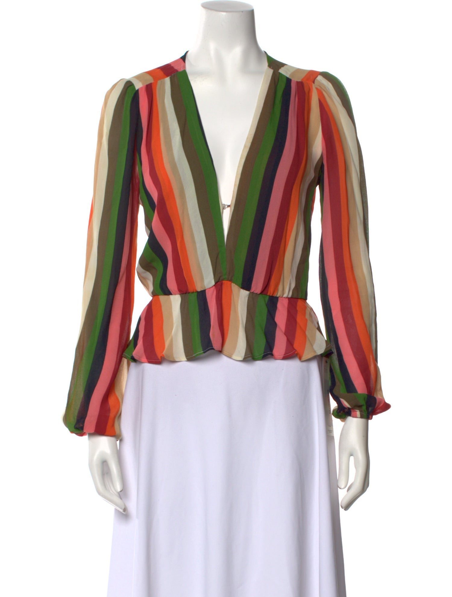 Reformation Striped V-Neck Blouse
