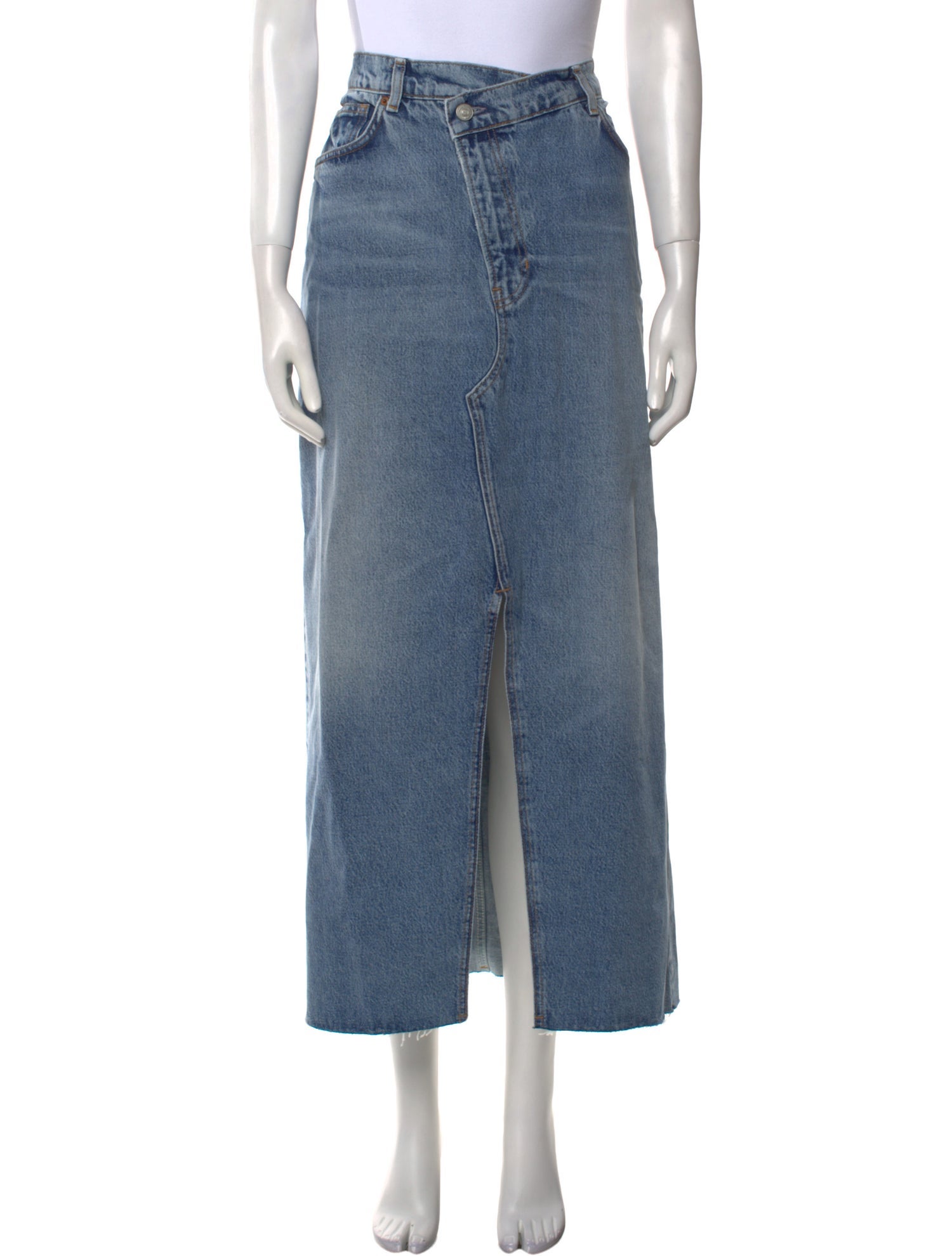 Reformation Distressed Accents Midi Length Skirt