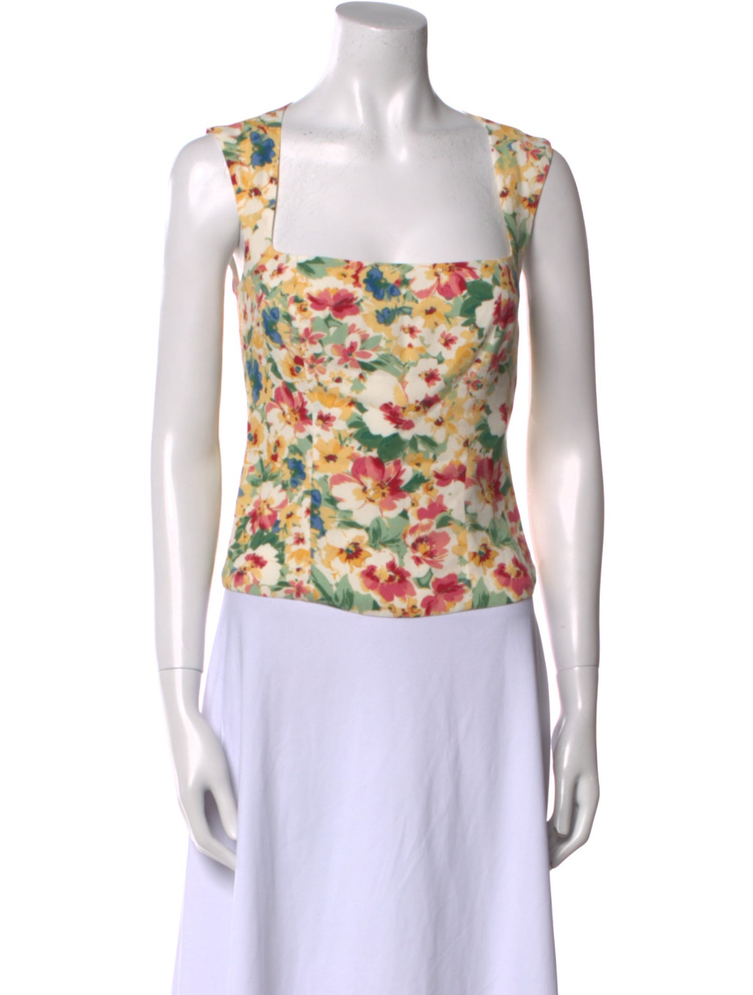 Reformation Floral Print Square Neckline Crop Top