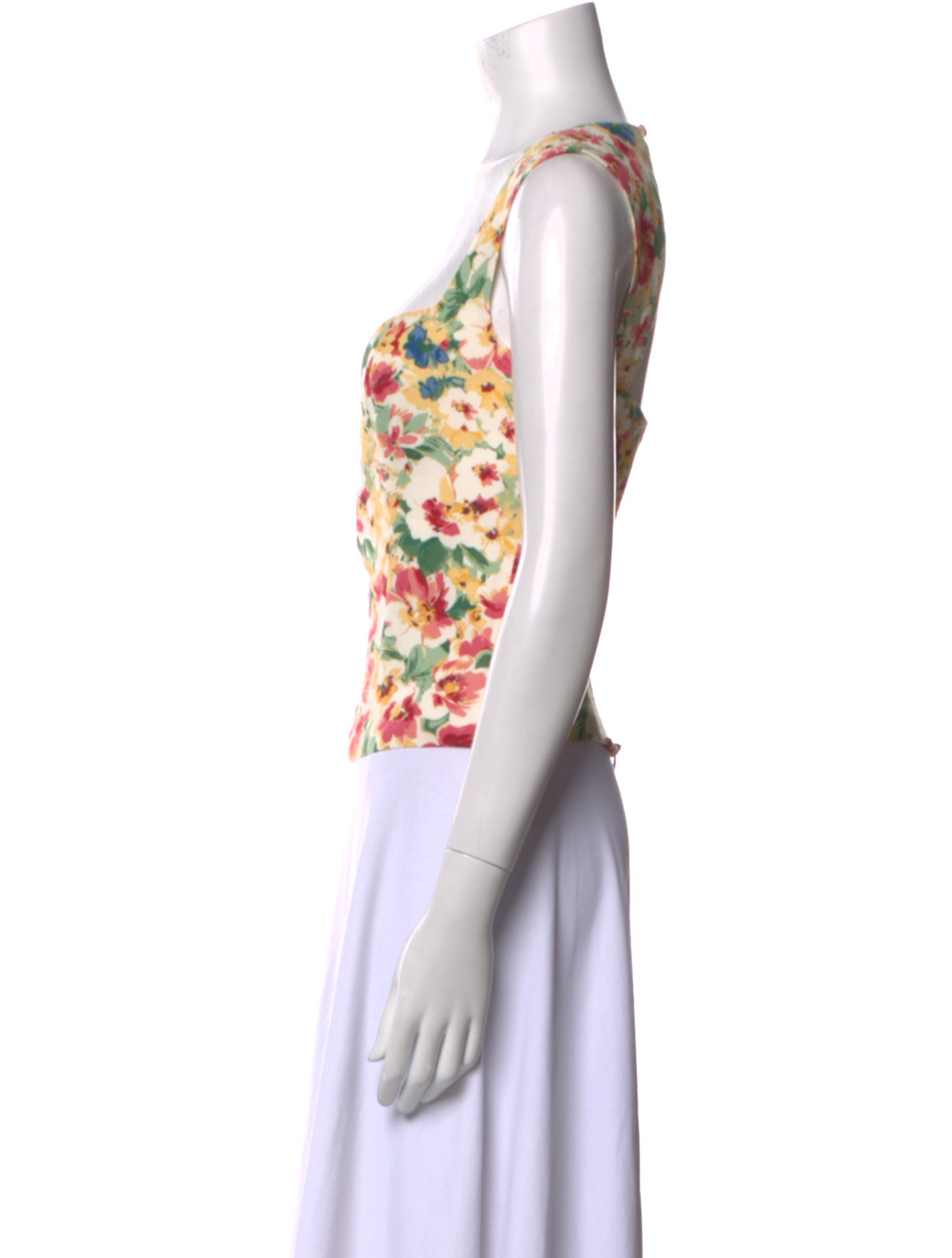 Reformation Floral Print Square Neckline Crop Top
