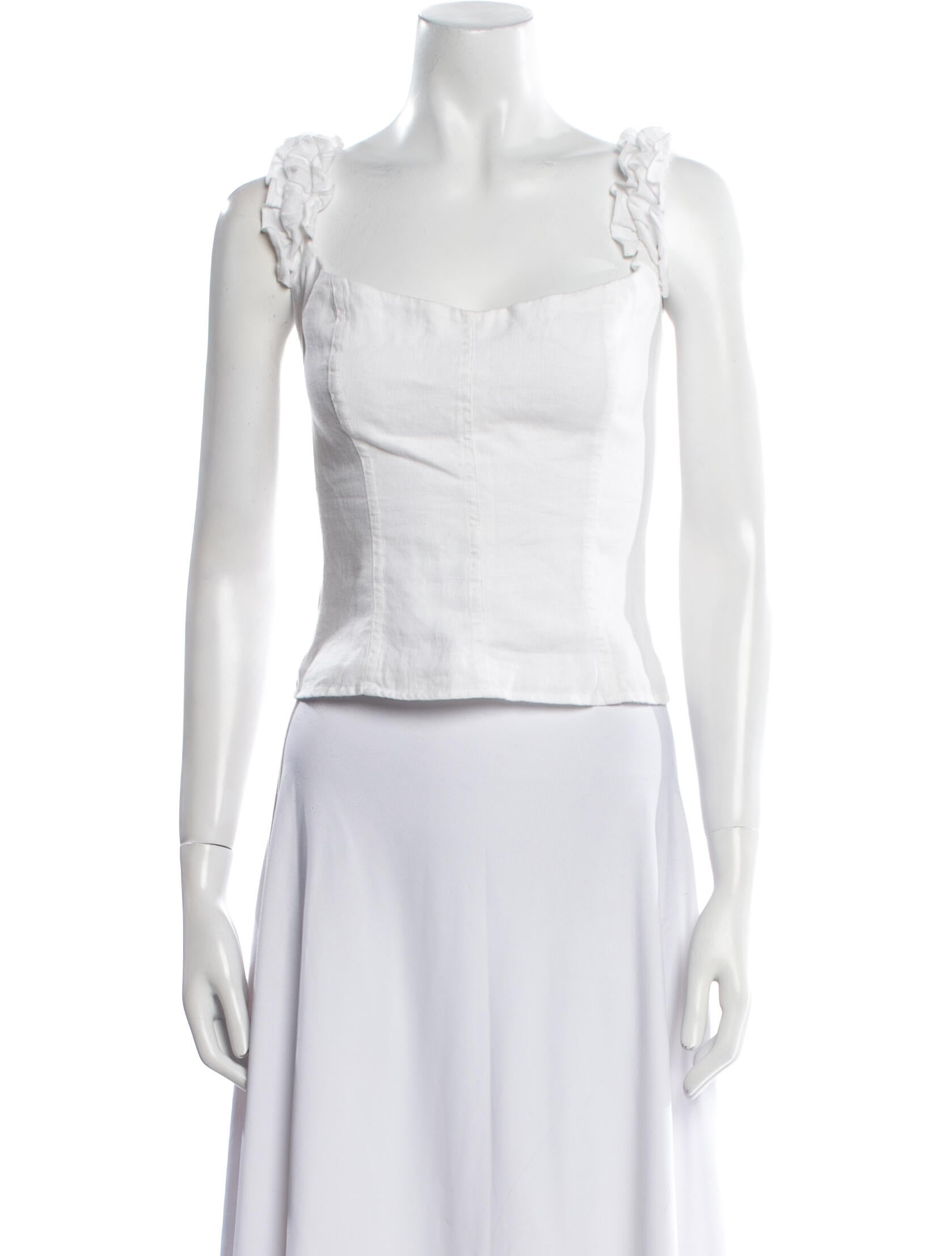 Reformation Linen Square Neckline Crop Top