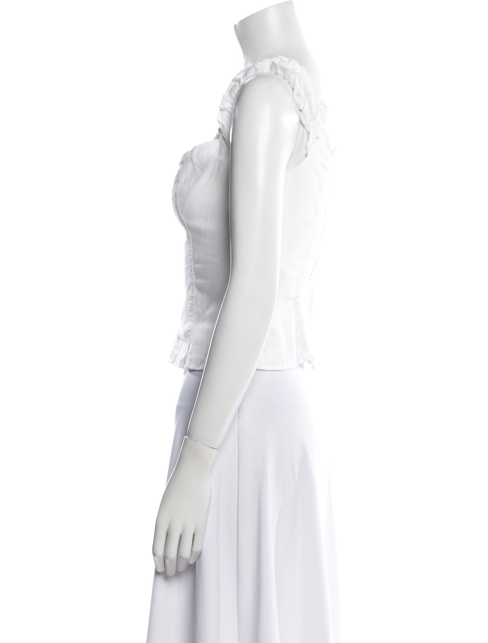 Reformation Linen Square Neckline Crop Top