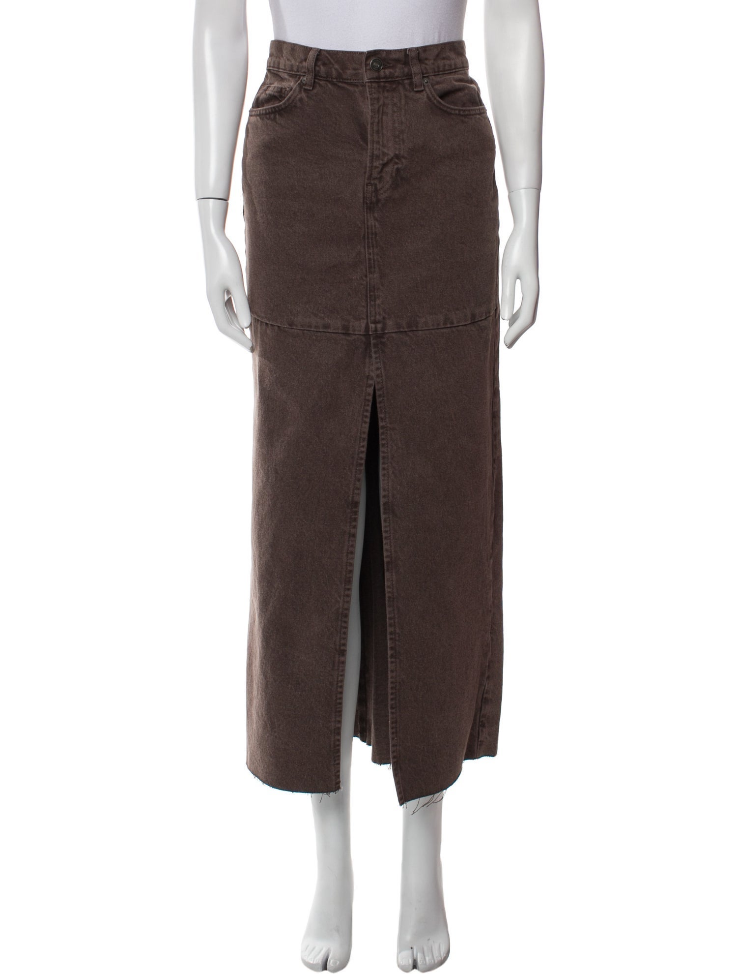 Reformation Raw-Edge Trim Midi Length Skirt