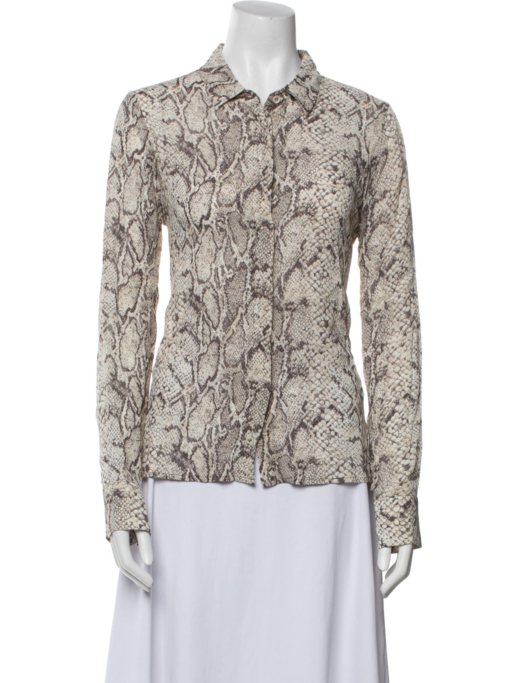 Reformation Animal Print Long Sleeve Button-Up Top