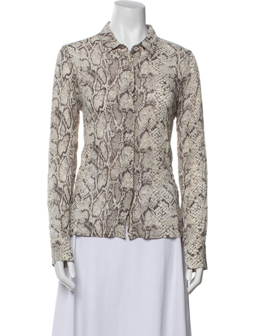 Reformation Animal Print Long Sleeve Button-Up Top