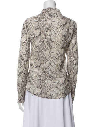 Reformation Animal Print Long Sleeve Button-Up Top