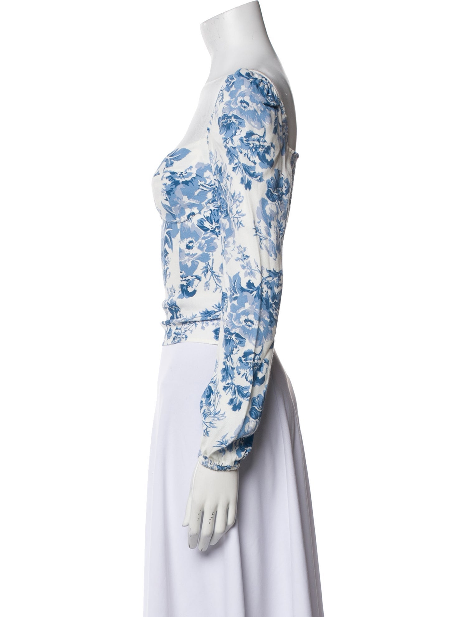 Reformation Floral Print Off-The-Shoulder Crop Top