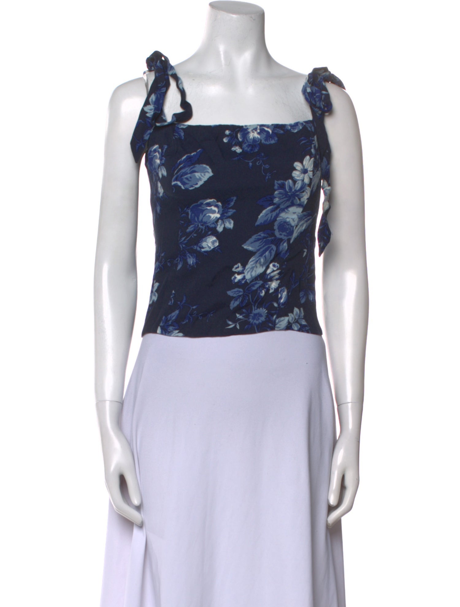 Reformation Floral Print Square Neckline Crop Top