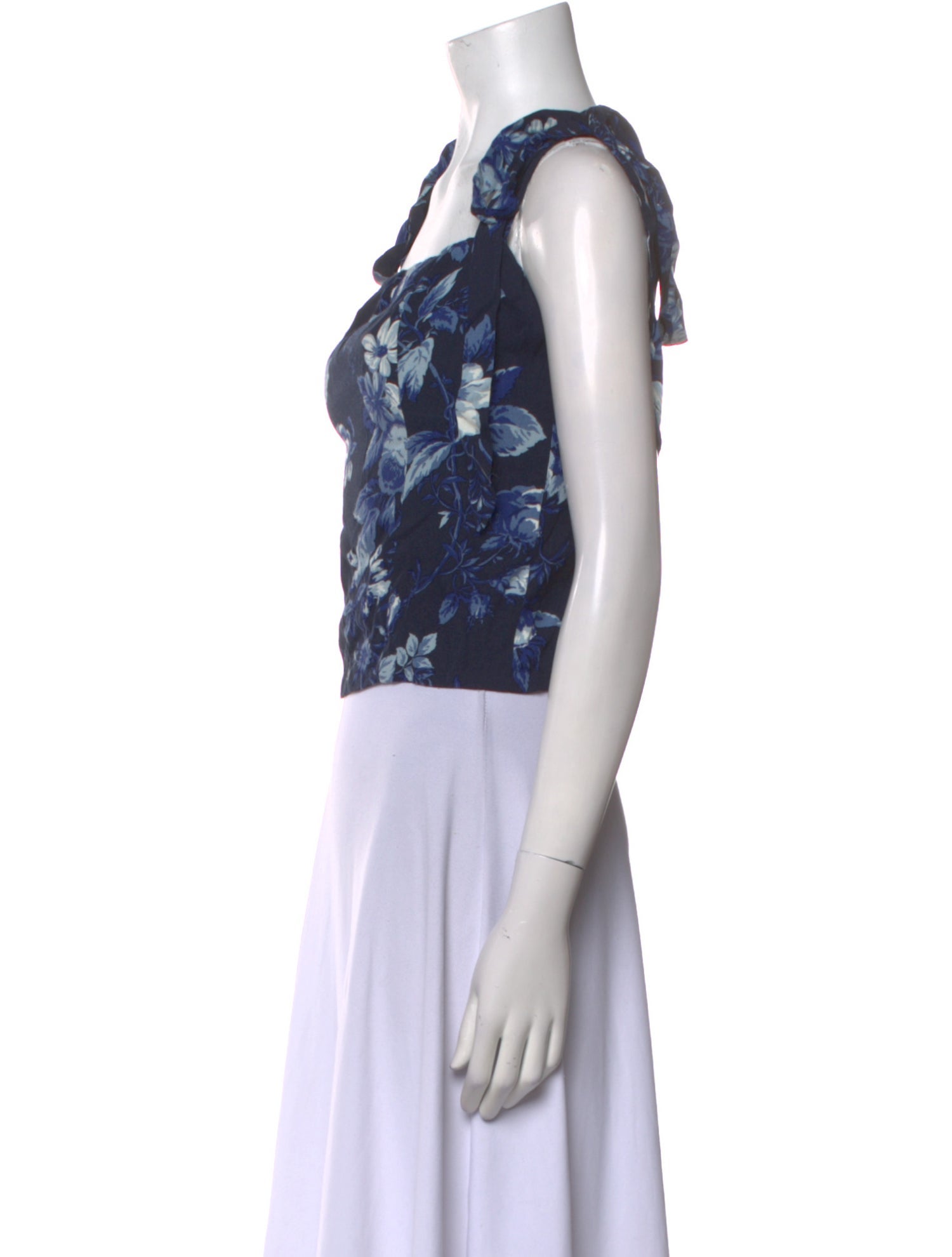 Reformation Floral Print Square Neckline Crop Top