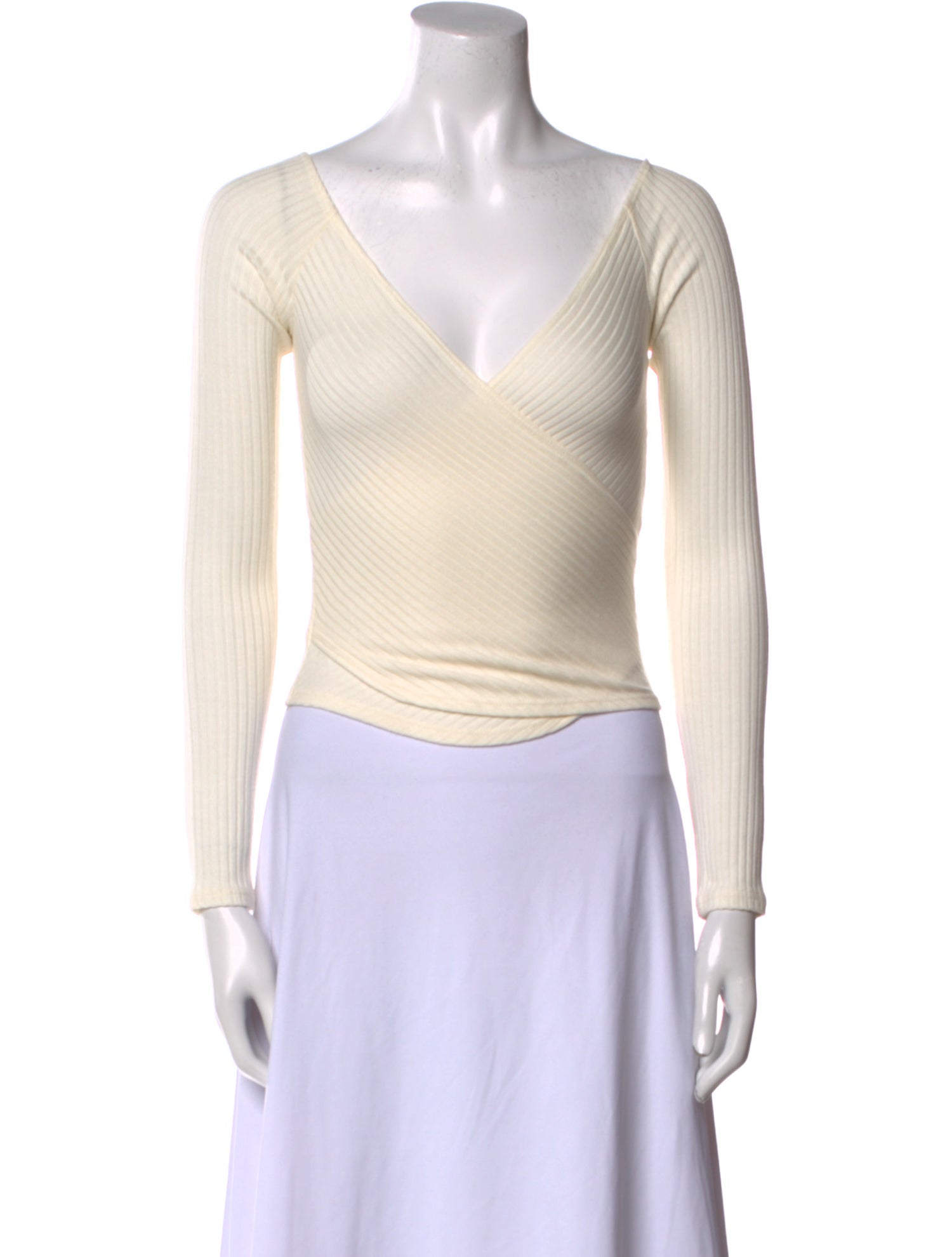 Reformation V-Neck Long Sleeve Crop Top