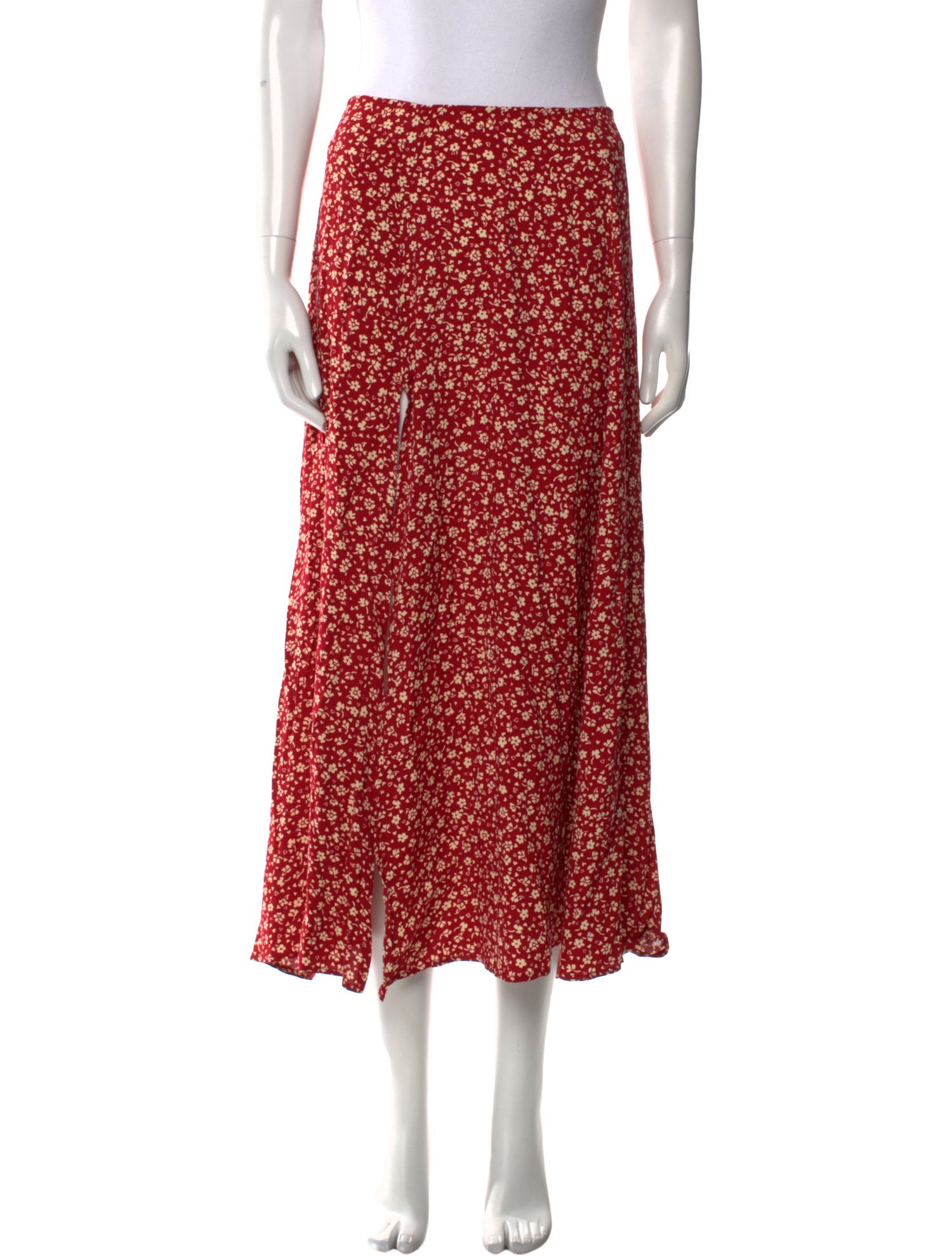 Reformation Floral Print Midi Length Skirt