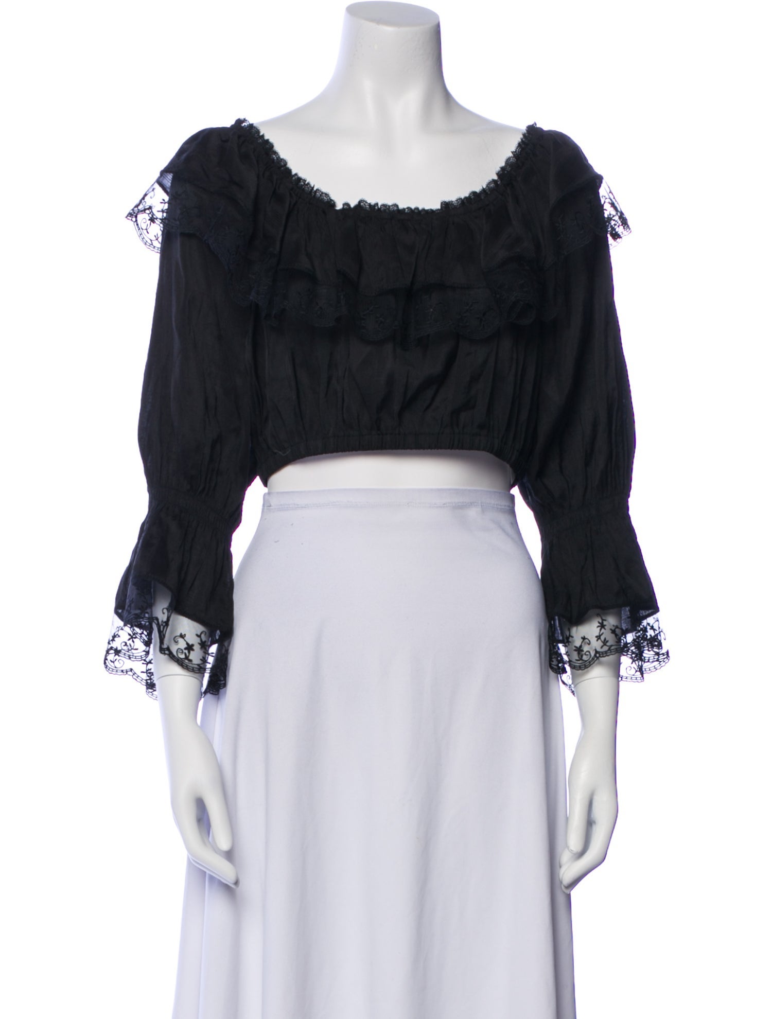 Reformation Scoop Neck Three-Quarter Sleeve Crop Top