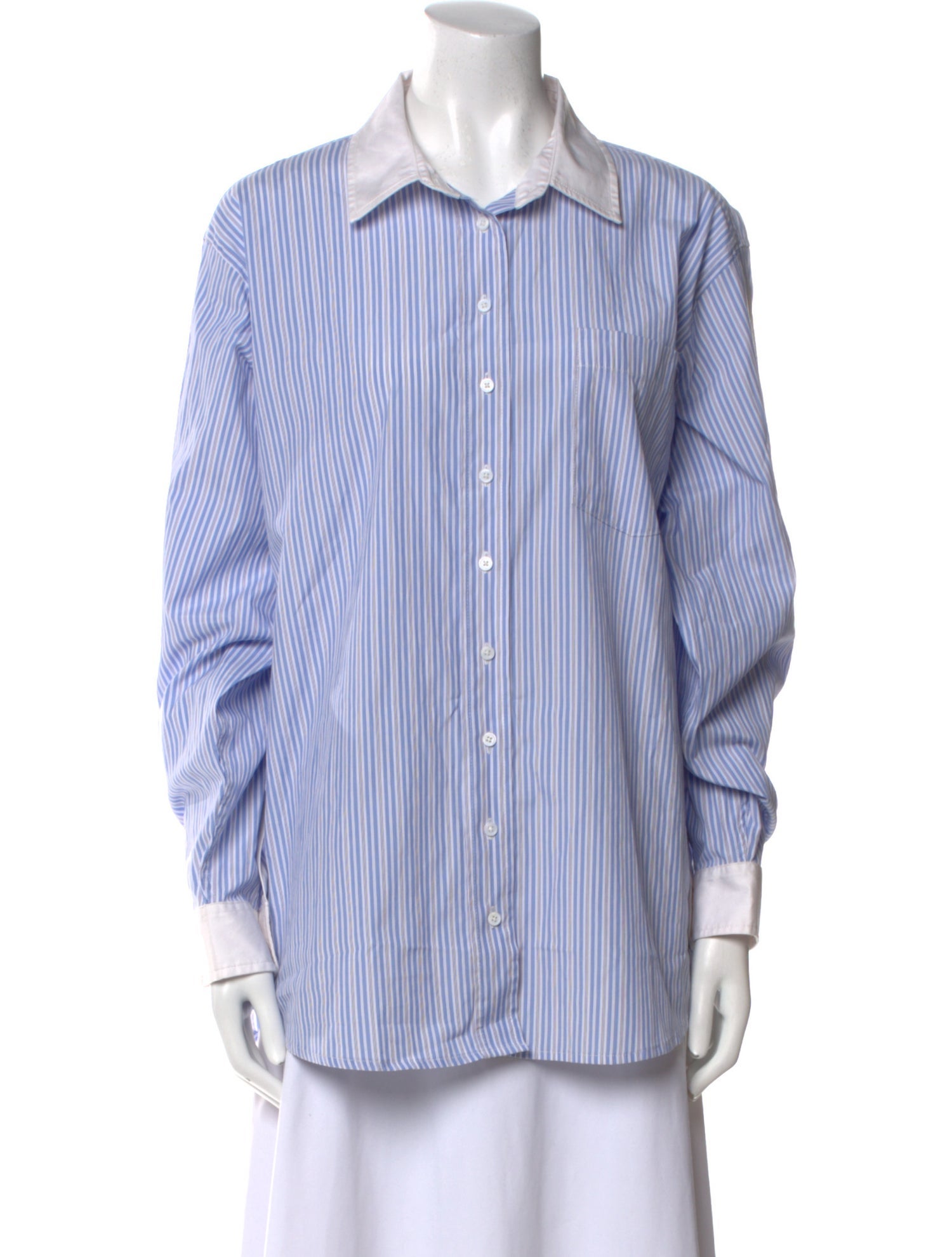Reformation Striped Long Sleeve Button-Up Top