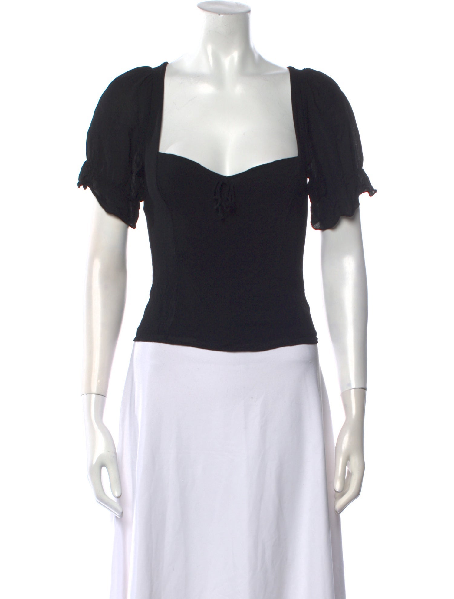 Reformation Square Neckline Short Sleeve Crop Top