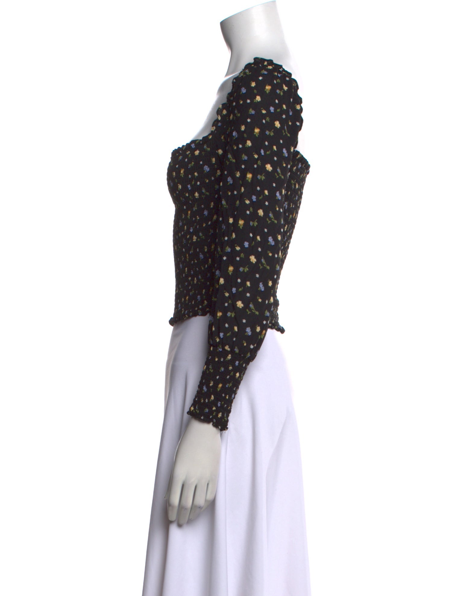 Reformation Floral Print Square Neckline Crop Top