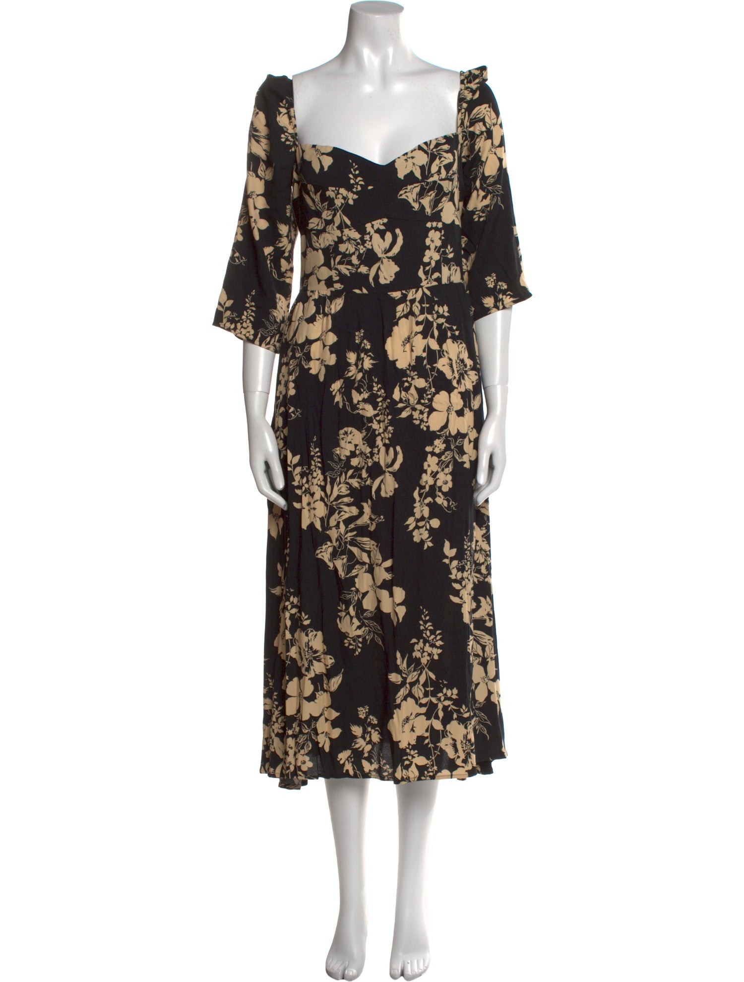 Reformation Floral Print Midi Length Dress