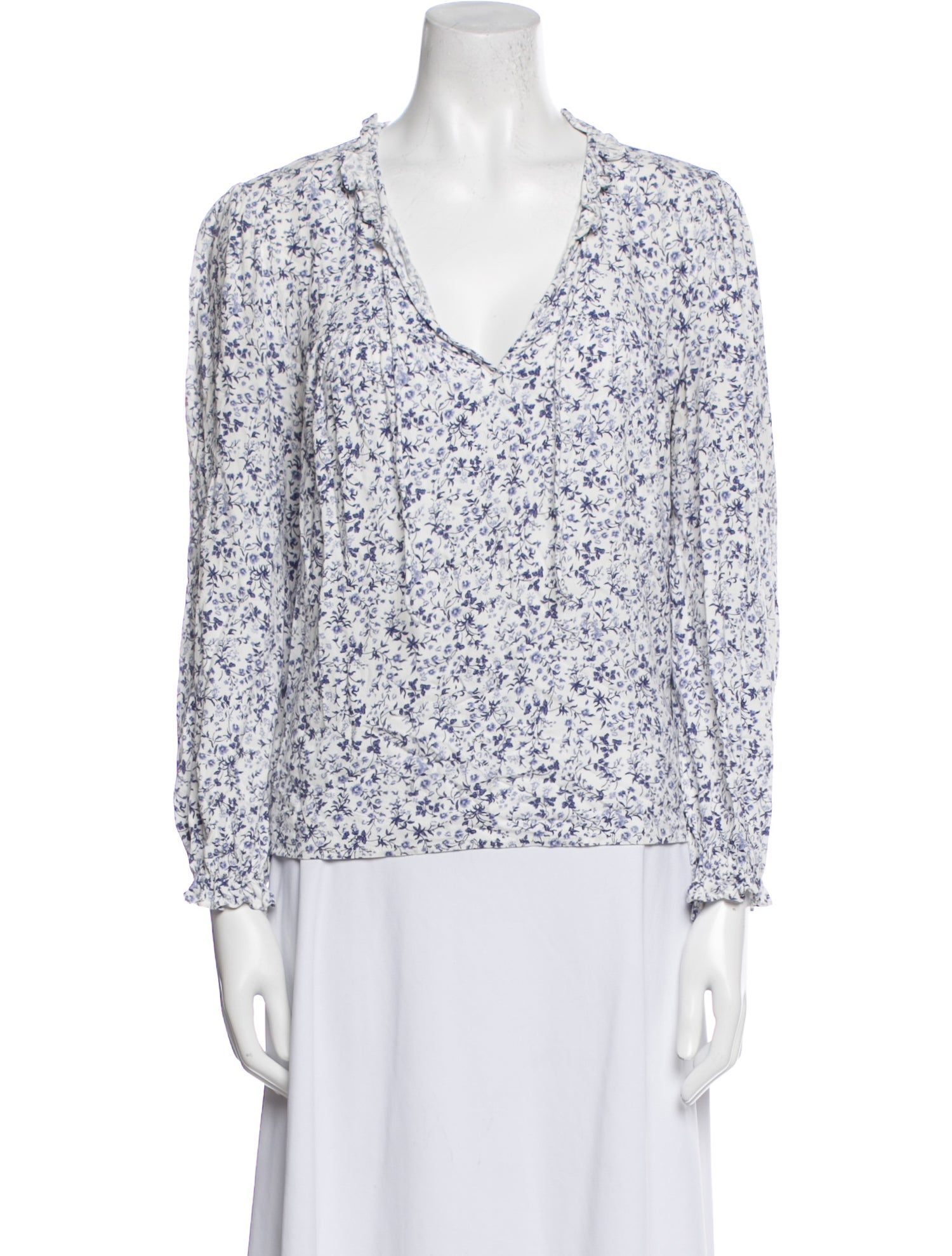 Reformation Floral Print V-Neck Blouse