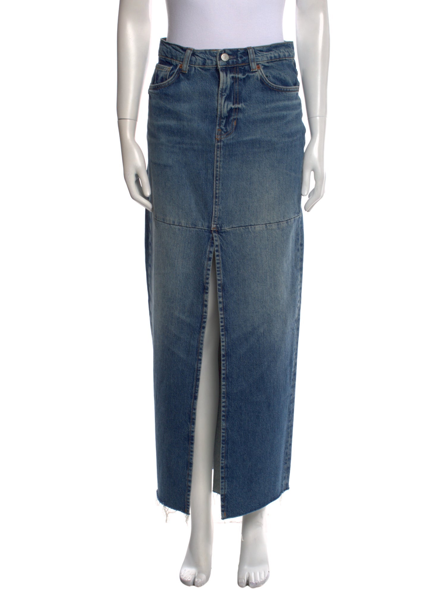 Reformation Raw-Edge Trim Long Skirt