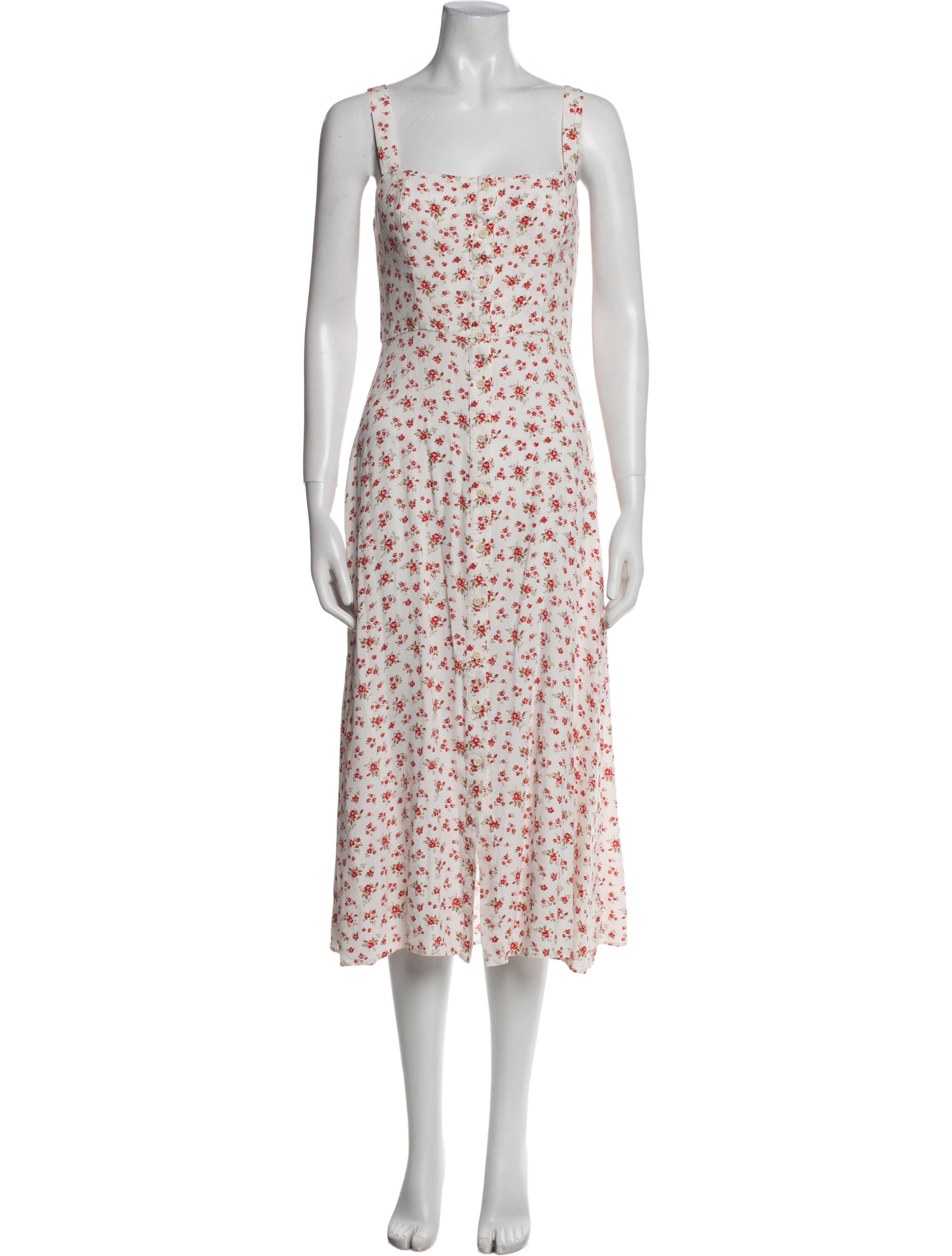 Reformation Floral Print Midi Length Dress