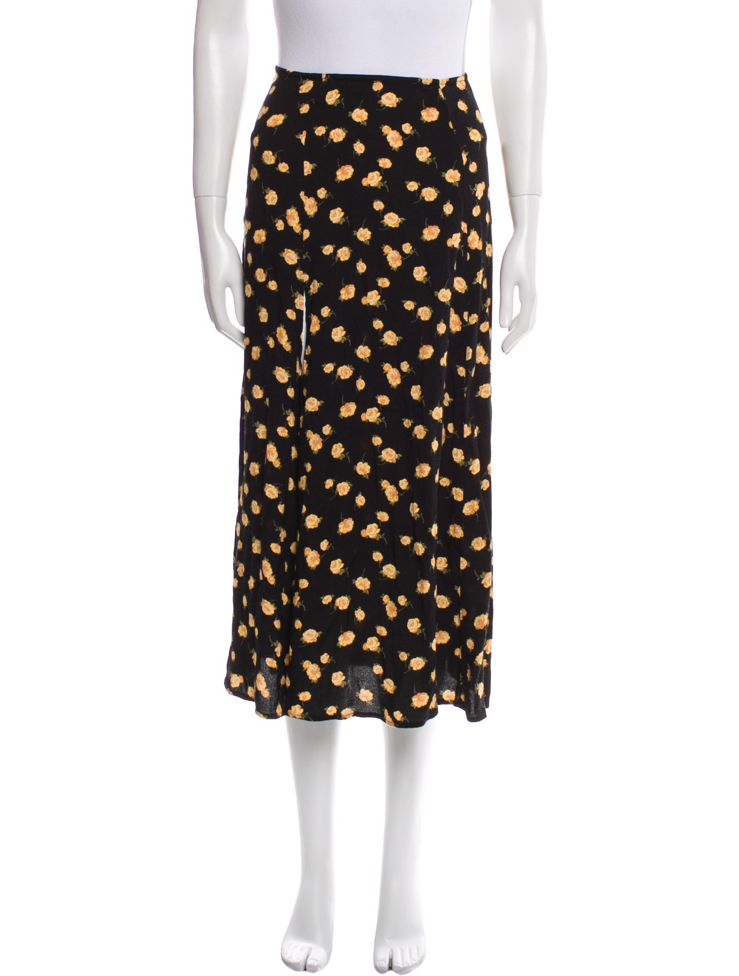 Reformation Floral Print Midi Length Skirt