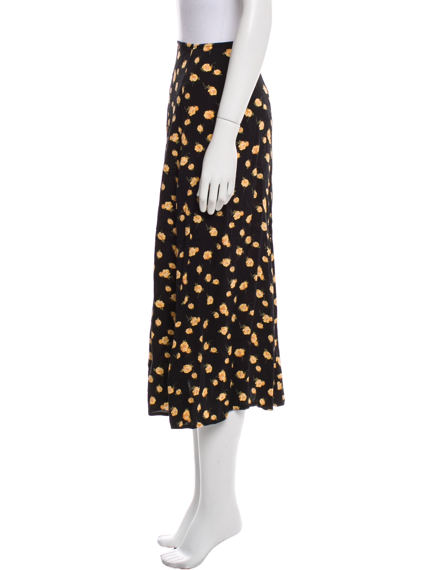 Reformation Floral Print Midi Length Skirt