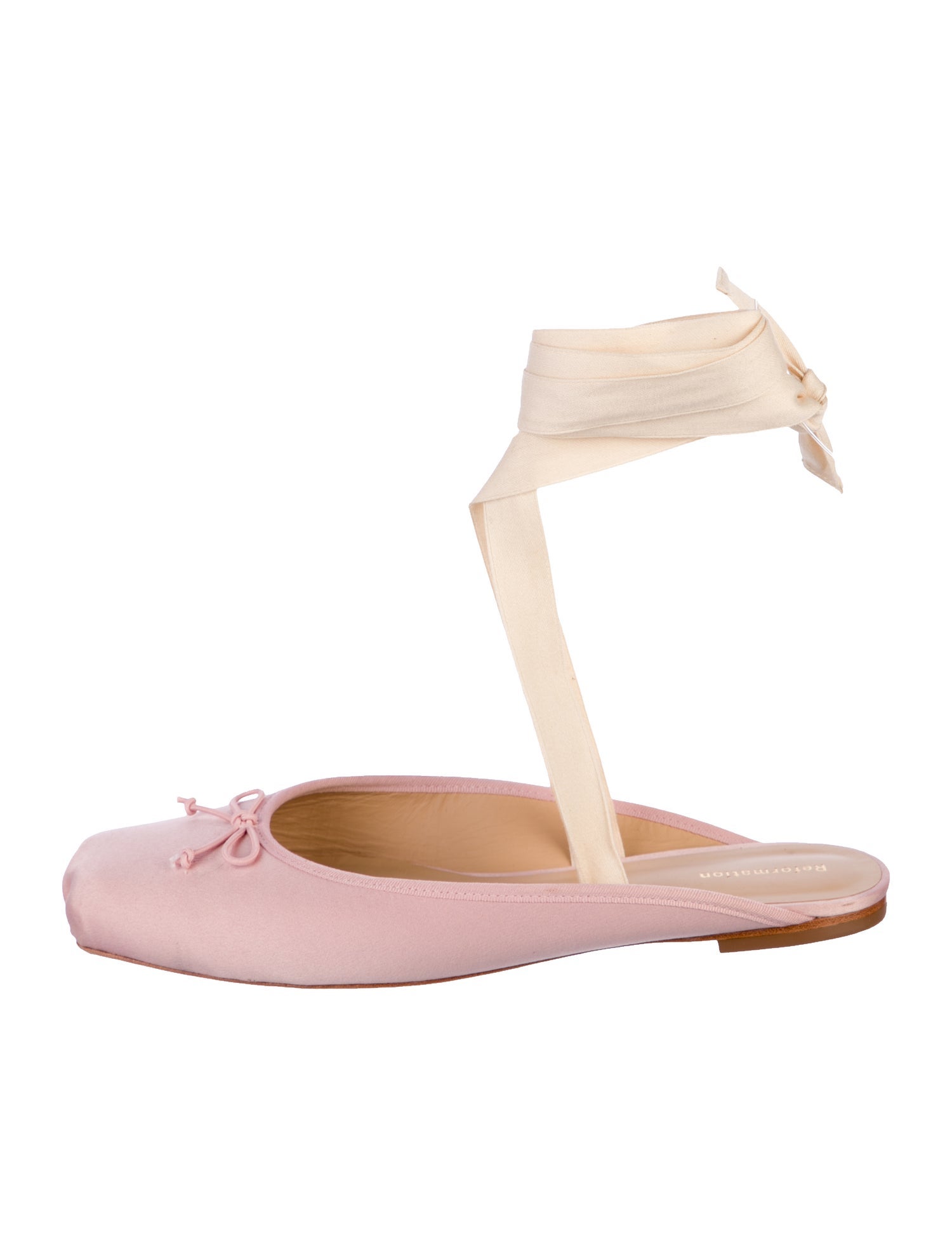 Reformation Satin Bow Accents Mules