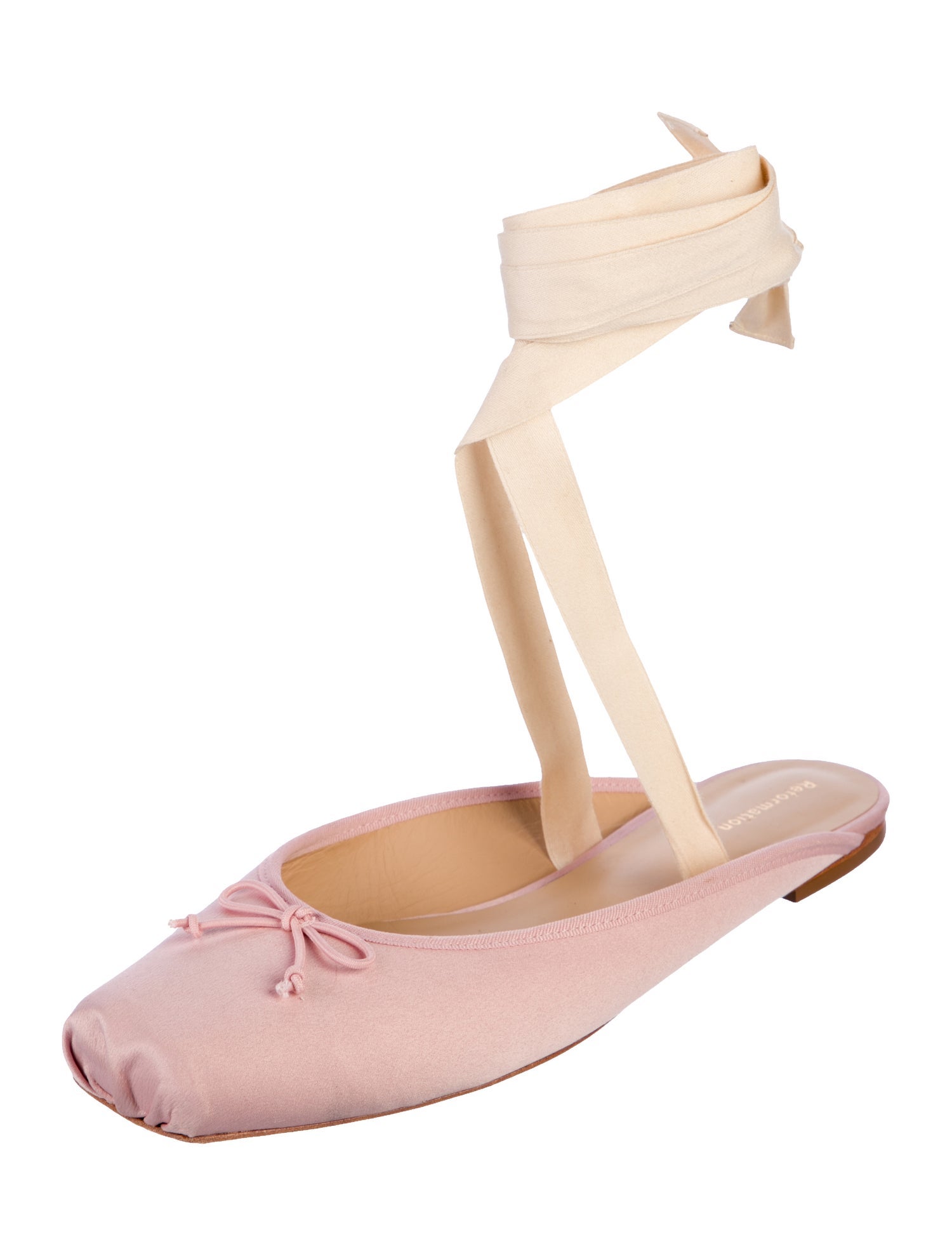 Reformation Satin Bow Accents Mules