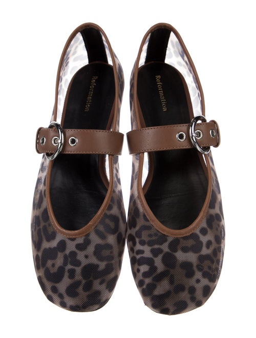 Reformation Mesh Printed Mary Jane Flats