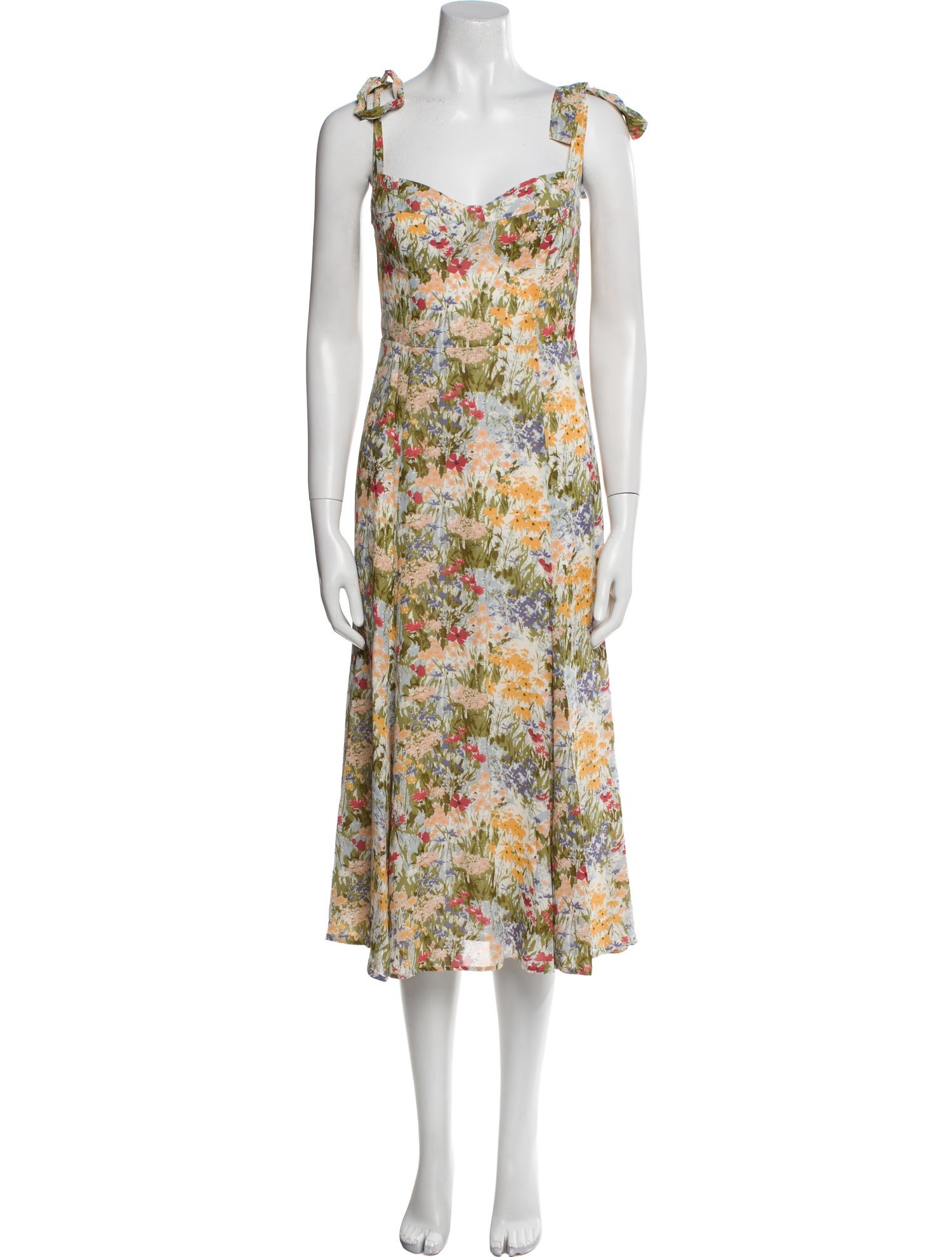 Reformation Floral Print Midi Length Dress